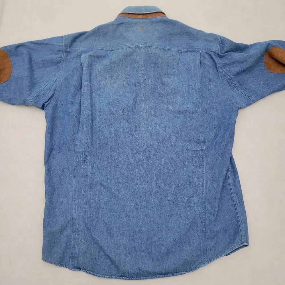 Browning Shirt Men's L Blue Denim Button Down Shooting Hunting Vintage 90's